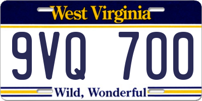 WV license plate 9VQ700