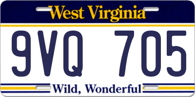 WV license plate 9VQ705