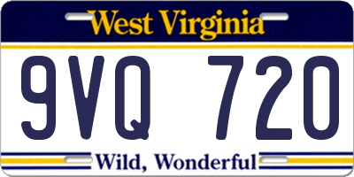 WV license plate 9VQ720