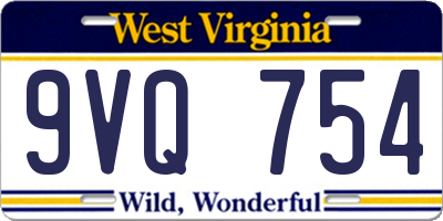WV license plate 9VQ754