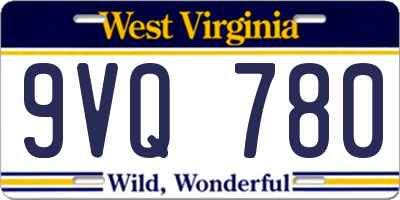 WV license plate 9VQ780