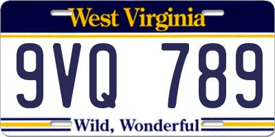 WV license plate 9VQ789