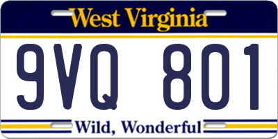 WV license plate 9VQ801