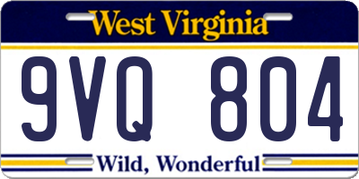 WV license plate 9VQ804