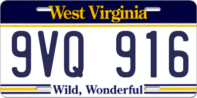 WV license plate 9VQ916