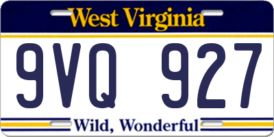 WV license plate 9VQ927