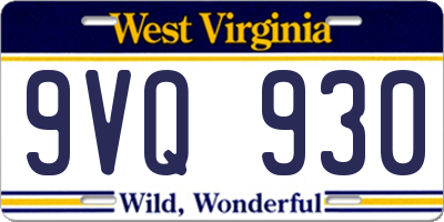 WV license plate 9VQ930