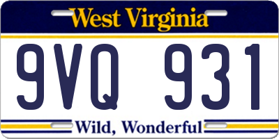 WV license plate 9VQ931