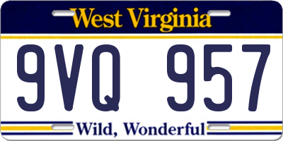 WV license plate 9VQ957