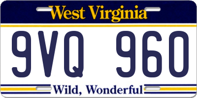 WV license plate 9VQ960