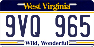 WV license plate 9VQ965