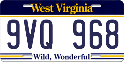 WV license plate 9VQ968