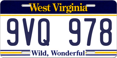 WV license plate 9VQ978
