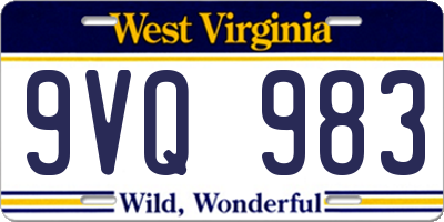 WV license plate 9VQ983