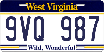 WV license plate 9VQ987