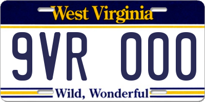 WV license plate 9VR000