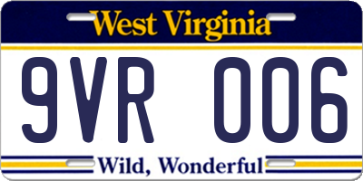 WV license plate 9VR006