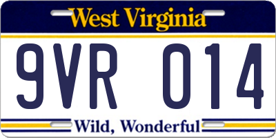 WV license plate 9VR014