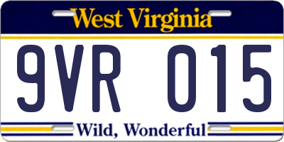 WV license plate 9VR015
