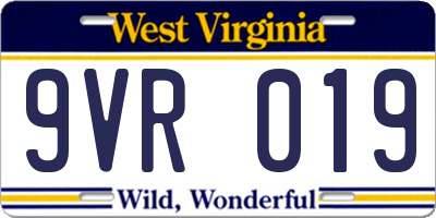 WV license plate 9VR019