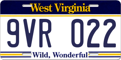 WV license plate 9VR022