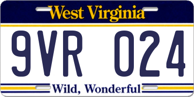 WV license plate 9VR024