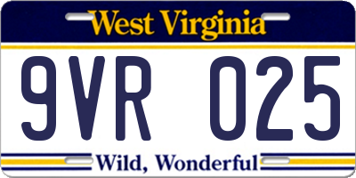 WV license plate 9VR025
