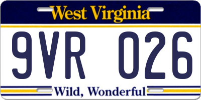 WV license plate 9VR026