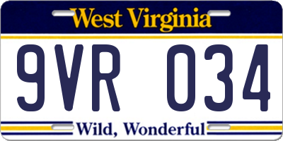 WV license plate 9VR034