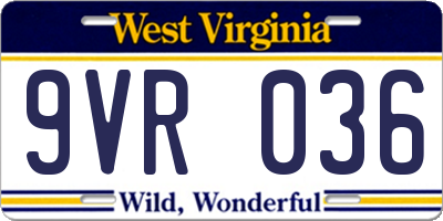 WV license plate 9VR036