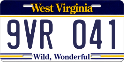 WV license plate 9VR041