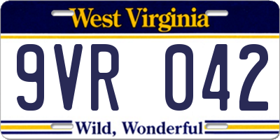 WV license plate 9VR042
