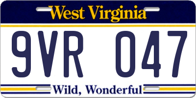 WV license plate 9VR047
