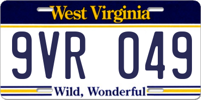 WV license plate 9VR049