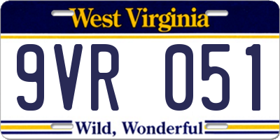 WV license plate 9VR051