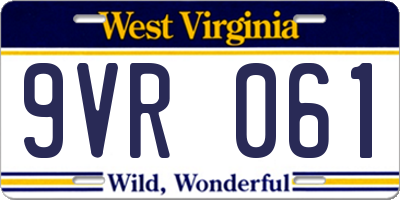 WV license plate 9VR061