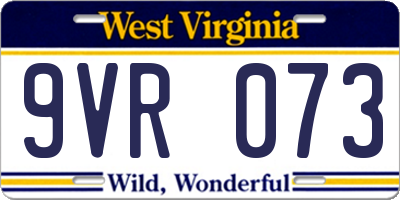 WV license plate 9VR073