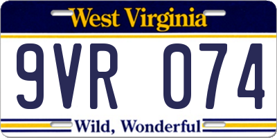 WV license plate 9VR074