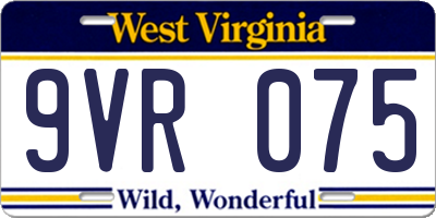 WV license plate 9VR075