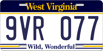 WV license plate 9VR077