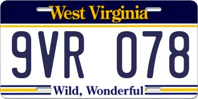WV license plate 9VR078