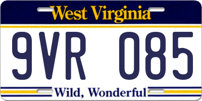 WV license plate 9VR085