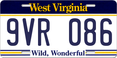 WV license plate 9VR086