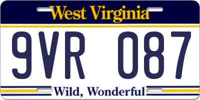 WV license plate 9VR087