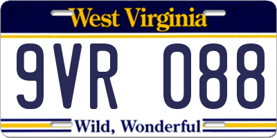 WV license plate 9VR088