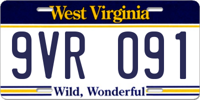 WV license plate 9VR091