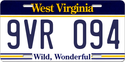 WV license plate 9VR094