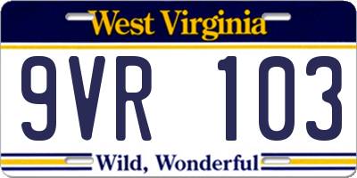 WV license plate 9VR103