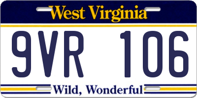 WV license plate 9VR106