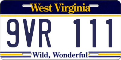 WV license plate 9VR111